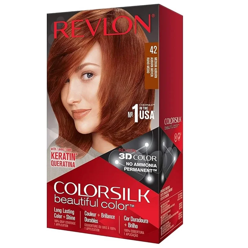 رنگ موی بدون آمونیاک رنگ قهوه ای متمایل به قرمز متوسط رولون شماره 42^