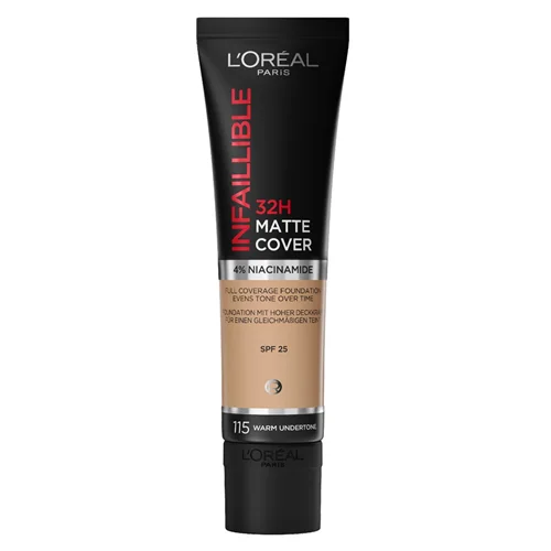 کرم پودر 32 ساعته مت کاور اینفالیبل لورال شماره 115 رنگ Warm Undertone^